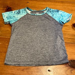 ATHLETA GIRL 8-10 Heather Grey Rash Guard w/Watercolor Sleeves